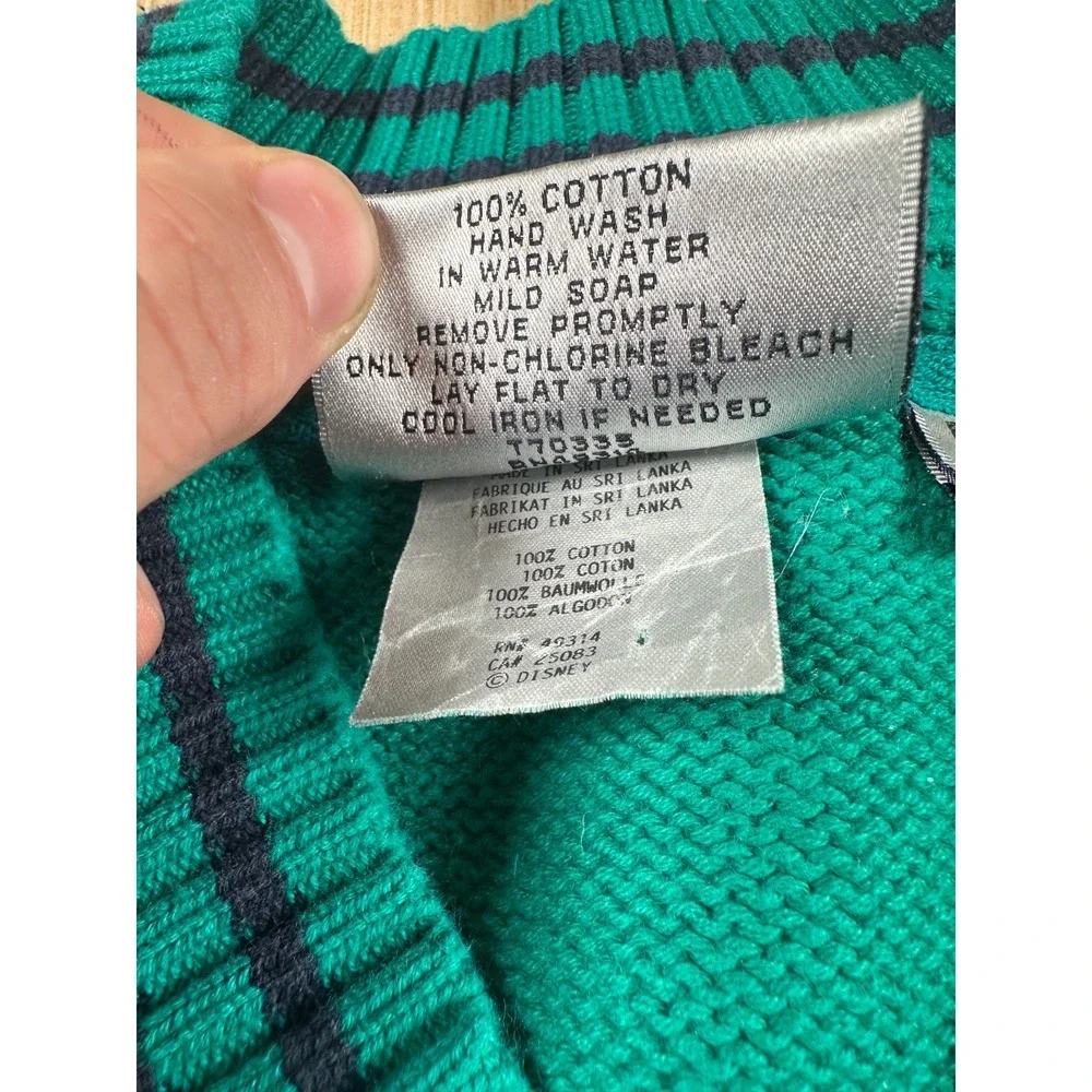The Disney Store Golf Sweater Vest Adult Large Teal Blue Cable Knit Cotton Patch - Picture 5 of 7